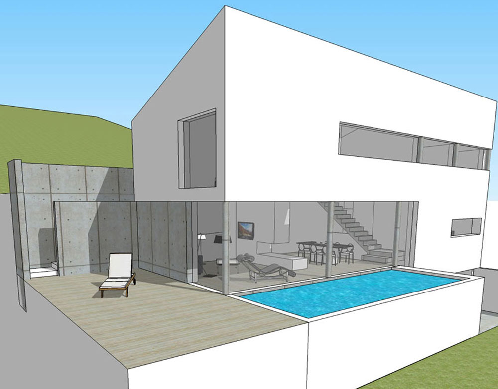 Projet maison Vue 3D côté sud