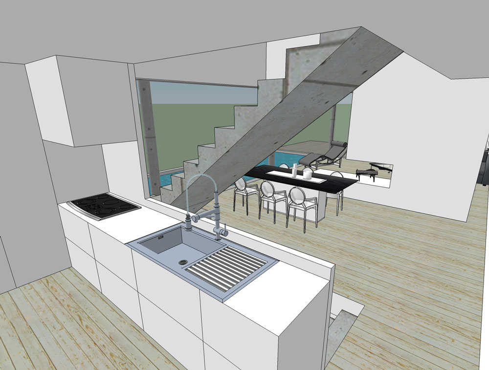 Projet maison Vue 3D cuisine